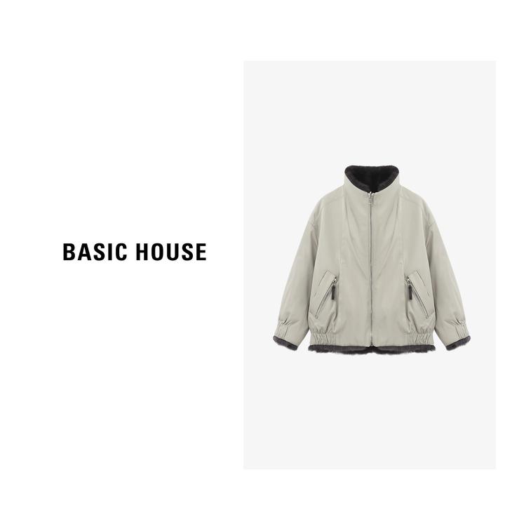 Basic House/百家好冬季新款静奢双面穿真兔毛外套-B0625B5RCS2