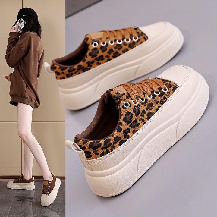 高级豹纹板鞋女2025春季新款厚底女士休闲鞋韩版百搭板鞋XM-SH51