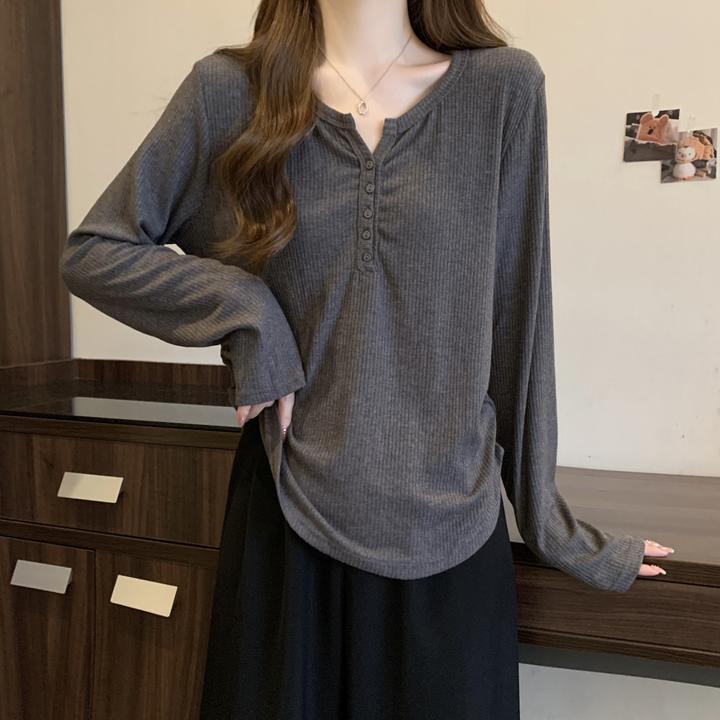 大码女装秋冬新款2025打底衫内搭胖mm显瘦长袖遮肚欧货V领T恤上衣