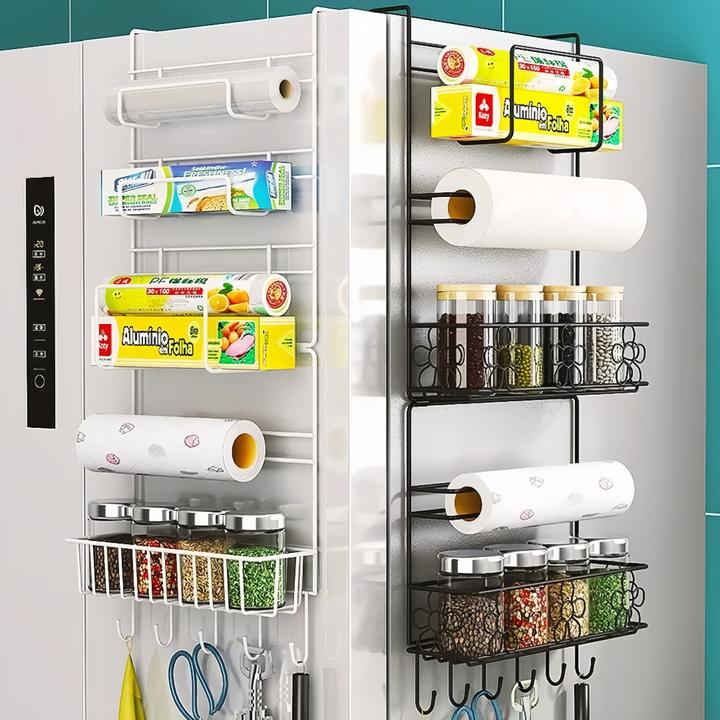 【冰箱侧面置物架】厨房收纳架纸巾保鲜袋调味料多功能侧挂架收纳架