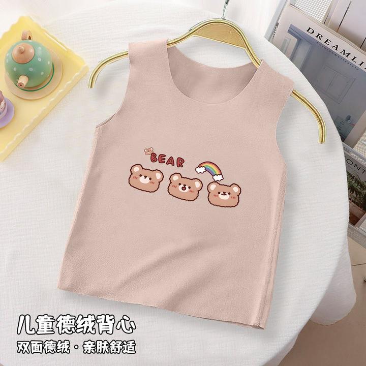 儿童双面德绒上衣德绒背心中大童宝宝打底马甲保暖无袖爆款潮