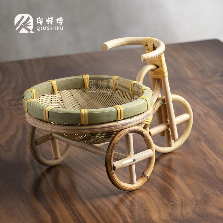LZ009（邱峰专属）手工复古竹编三轮车（直径13厘米左右）邱峰专属