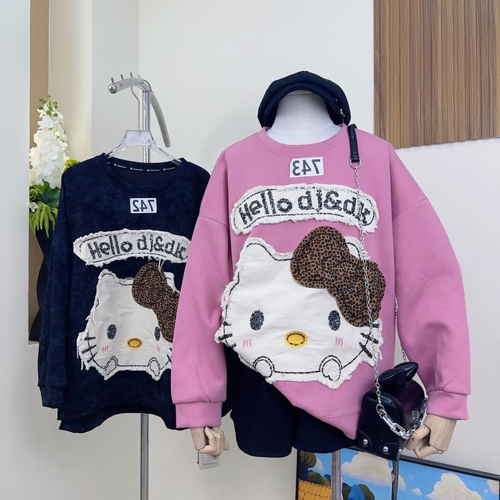 （742/743）y2025新款秋冬卡通刺绣卫衣女长袖韩版印花宽松显瘦上衣