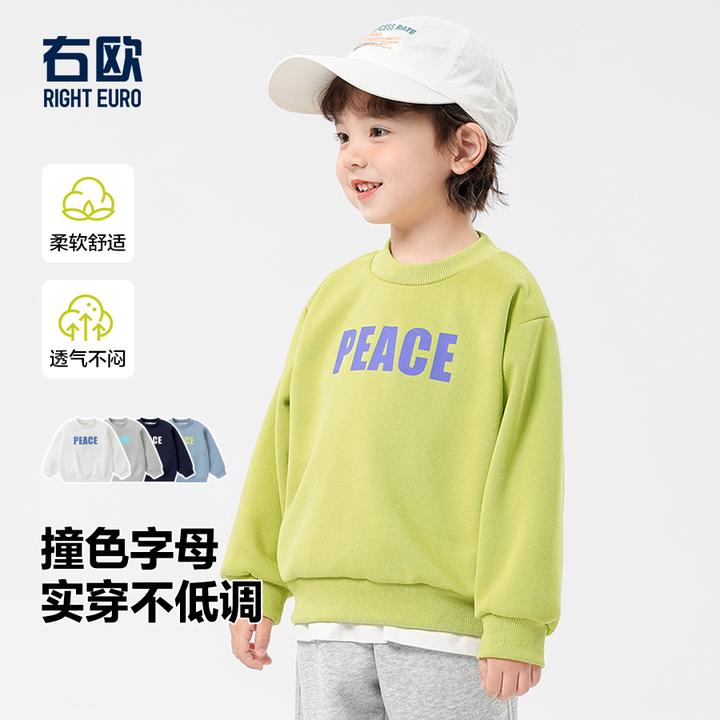 右欧男童休闲圆领卫衣简约风2025春秋新款儿童童装宝宝上衣U15946