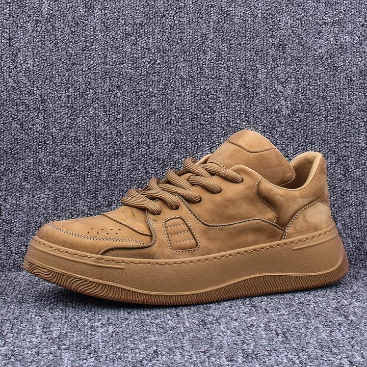 法莎尼亚板鞋男鞋头层牛皮春季新款潮流韩版真皮低帮厚底休闲潮鞋