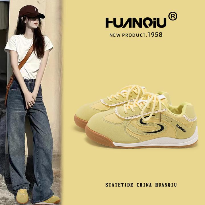 HUANQIU/环球高颜值轻便休闲鞋女2025新款校园减震舒适运动板鞋子
