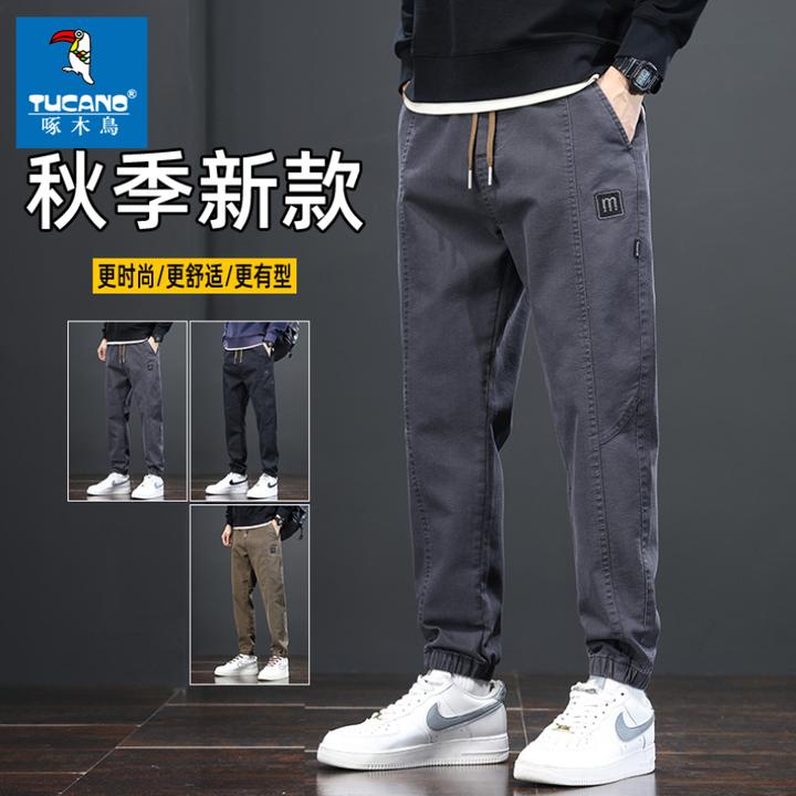 啄木鸟秋季新款潮流休闲裤男宽松百搭男士束脚裤韩版哈伦工装长裤
