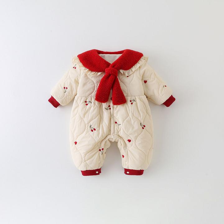 婴儿秋冬衣服夹棉长袖连体衣超萌冬季女宝宝保暖a类外出爬爬服