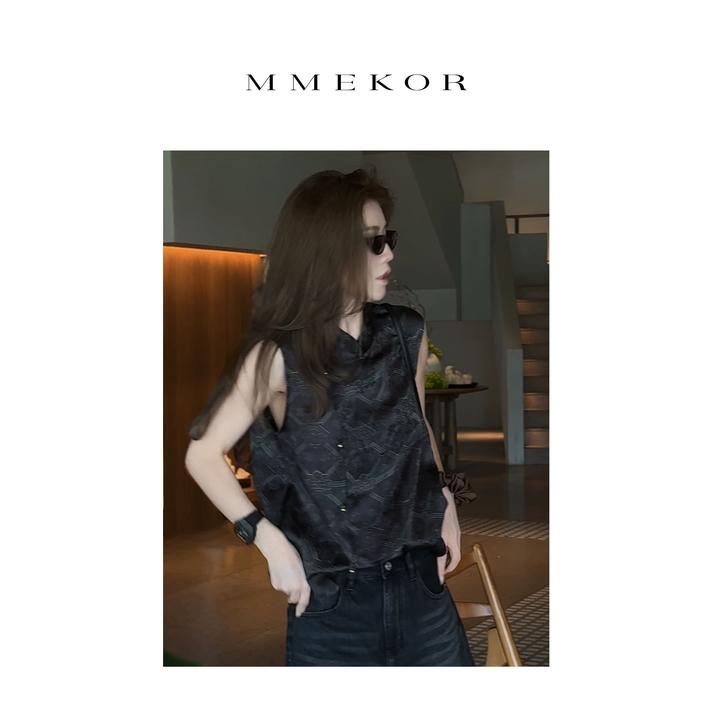 MMEKOR“奢华之木”背心 2025新款静奢老钱风新中式上衣 30027