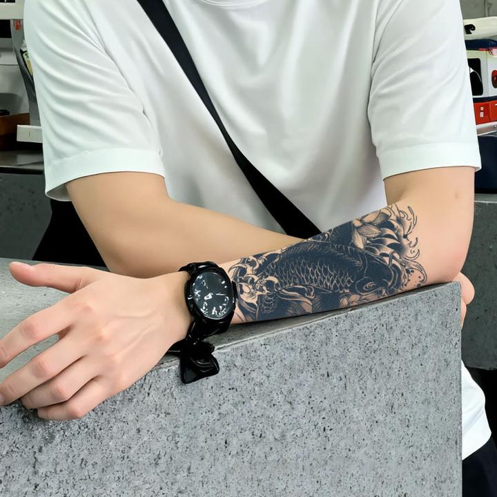 锦鲤荷花草本纹身贴纸防水持久半永久不反光手臂花臂可洗逼真个性
