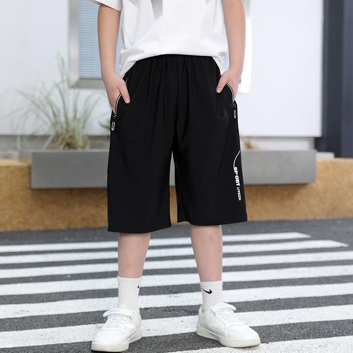 男童夏季裤子冰丝速干短裤儿童薄款休闲运动五分裤高弹宽松中裤潮