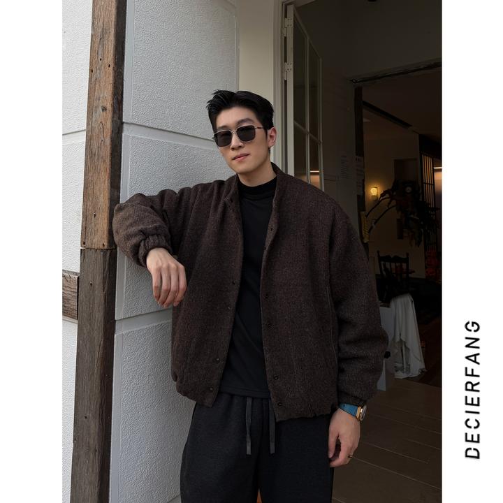 冬季羊毛呢子保暖羽绒服宽松90白鸭绒外套休闲男士羽绒服外套潮