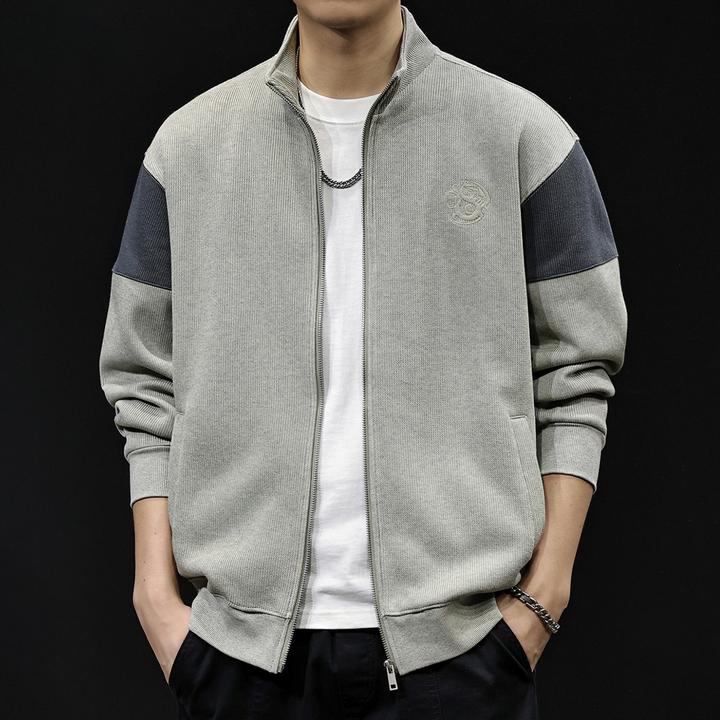 MR.MUDI/穆迪先生拼接撞色开衫卫衣男士外套春秋休闲秋季高端衣服