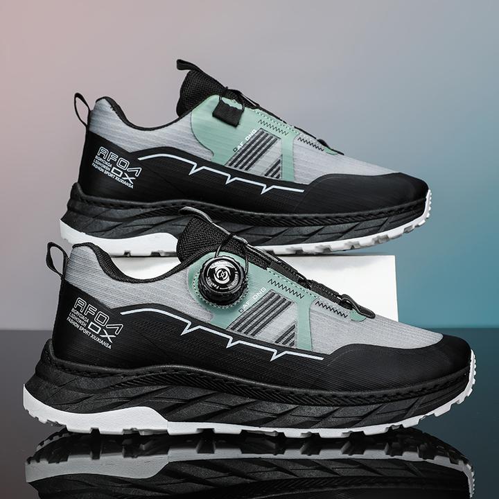 保罗笛纳旋钮式男鞋冬季透气网面跑步运动鞋男户外徒步登山老爹鞋