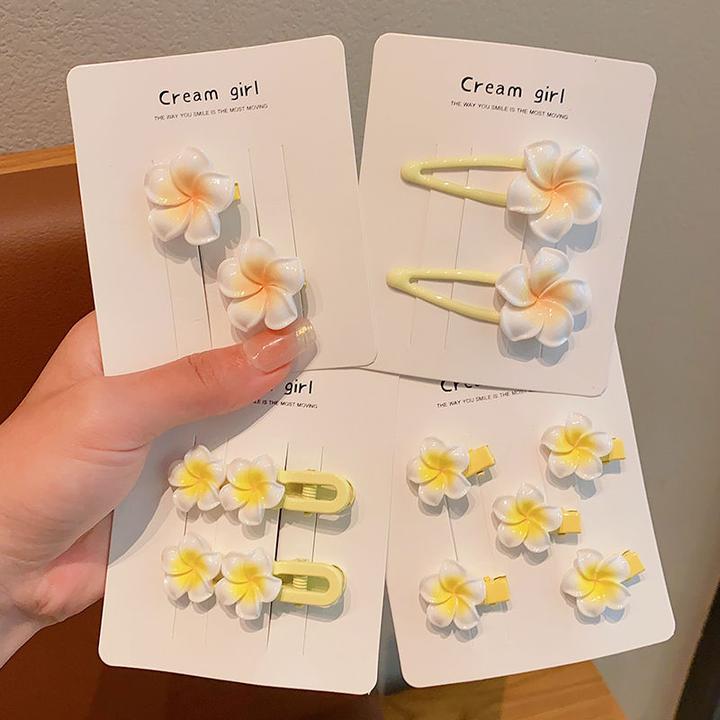 大号鸡蛋花头饰发夹发卡春夏网红花朵边饰碎发夹小巧精致发饰抓夹