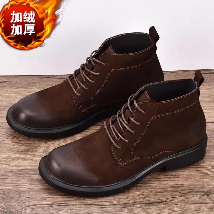 EAEOVNI马丁靴男英伦风磨砂皮系带鞋子秋冬休闲软底中帮潮流皮靴