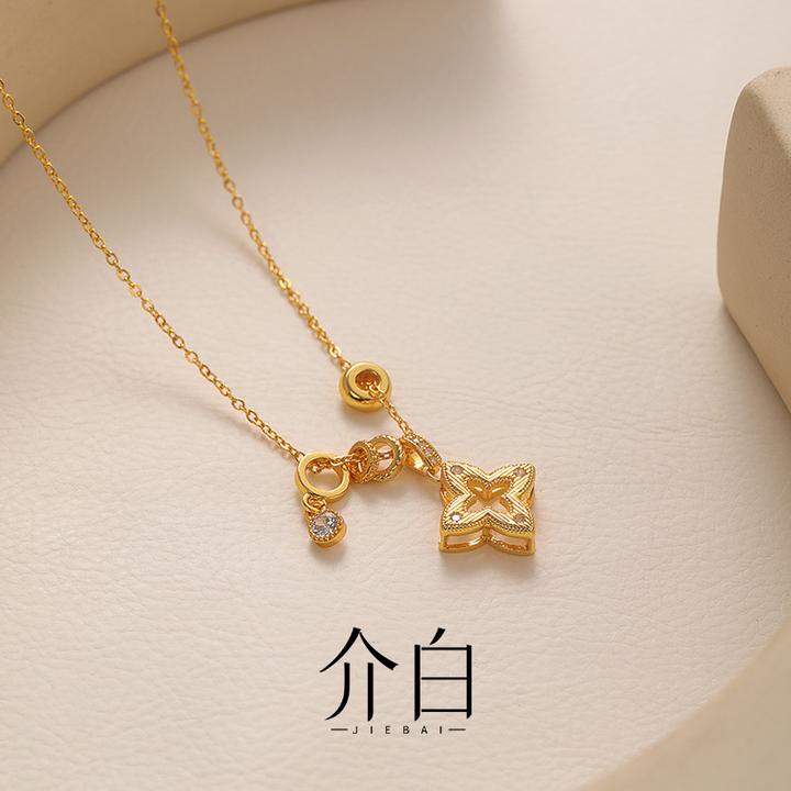 铜合金项链 少女风轻奢坠链金色时尚女小众简约气质设计感