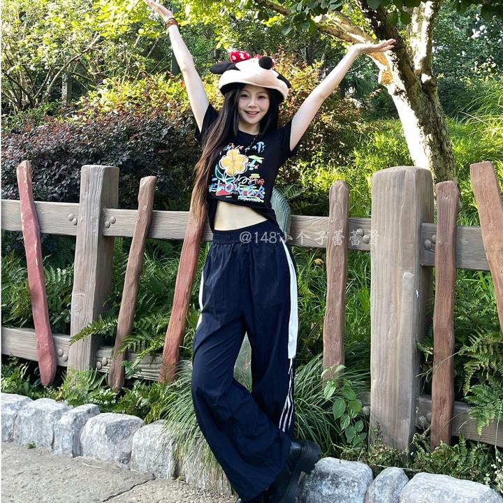 【蕾蕾酱专属】夏季冰感薄款速干侧拉链工装裤小个子高腰松紧休闲裤