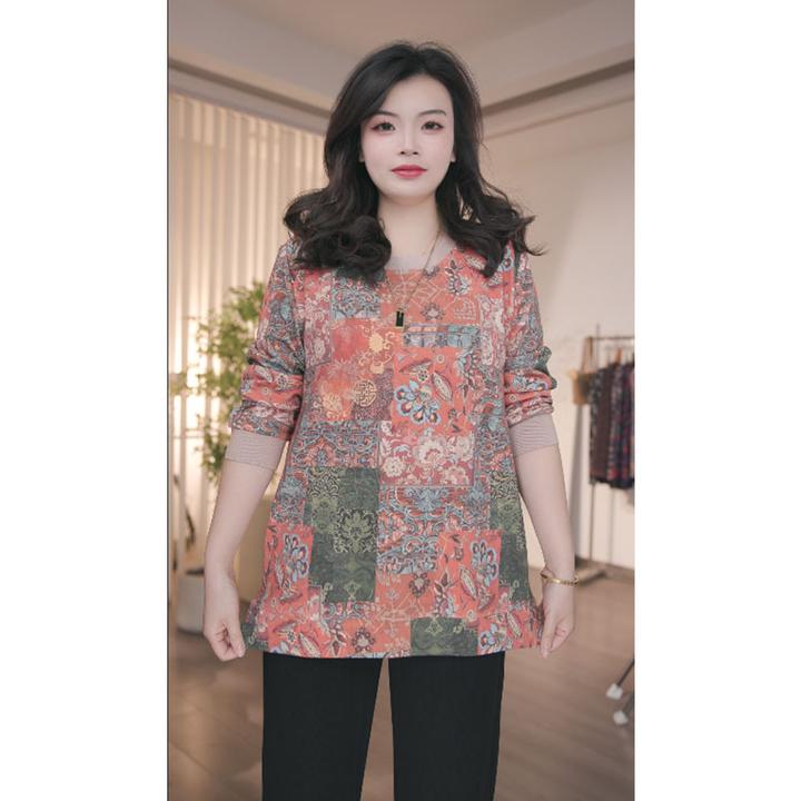 大码女装圆领极简风常规款文艺宽松型印花大码T恤