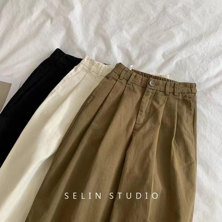 2026年春秋季新款高腰显瘦宽松直筒九分裤女休闲百搭时尚工装裤子