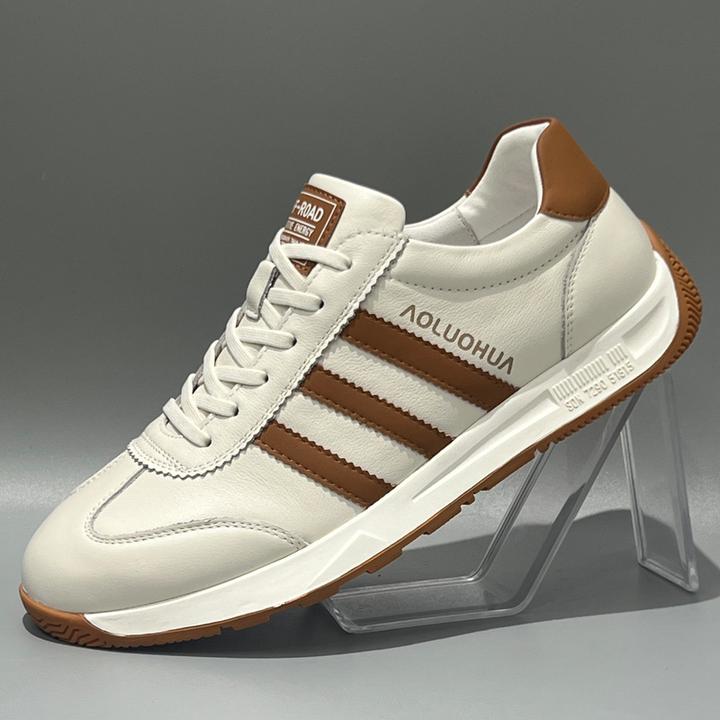 阿甘鞋男2025春季新款真皮透气小白鞋软底防滑百搭休闲男士运动鞋