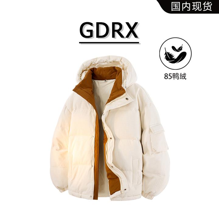 GDRX美式假两件羽绒服男款2025秋冬潮流设计感保暖轻奢外套男装