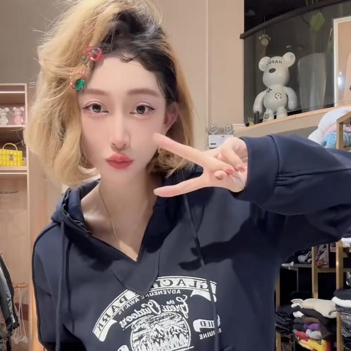 欧货2025秋季新款字母印花毛圈连帽卫衣如女宽松显瘦百搭套头上衣