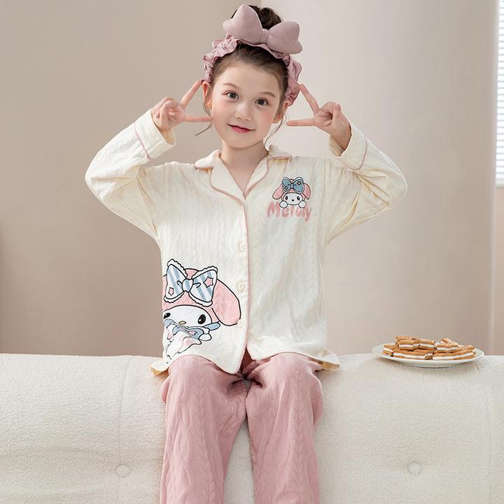 儿童美乐蒂纯棉透气睡衣春秋季女童卡通薄款长袖中大童空调服套装