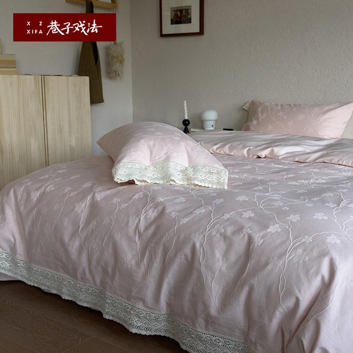巷子戏法A类北欧风简约提花水洗棉四件套纯棉全棉轻奢床品床单笠
