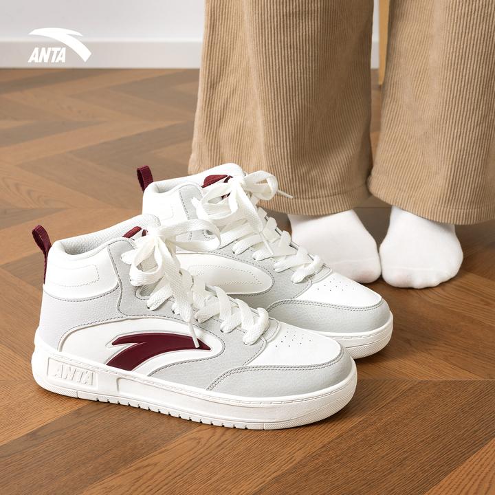 安踏女鞋高帮板鞋小白鞋学生百搭官网新款潮流2025秋季新款运动鞋