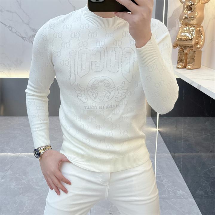 羊毛衫男2025秋冬新款欧货时尚字母烫钻圆领针织衫男士毛衣打底衫