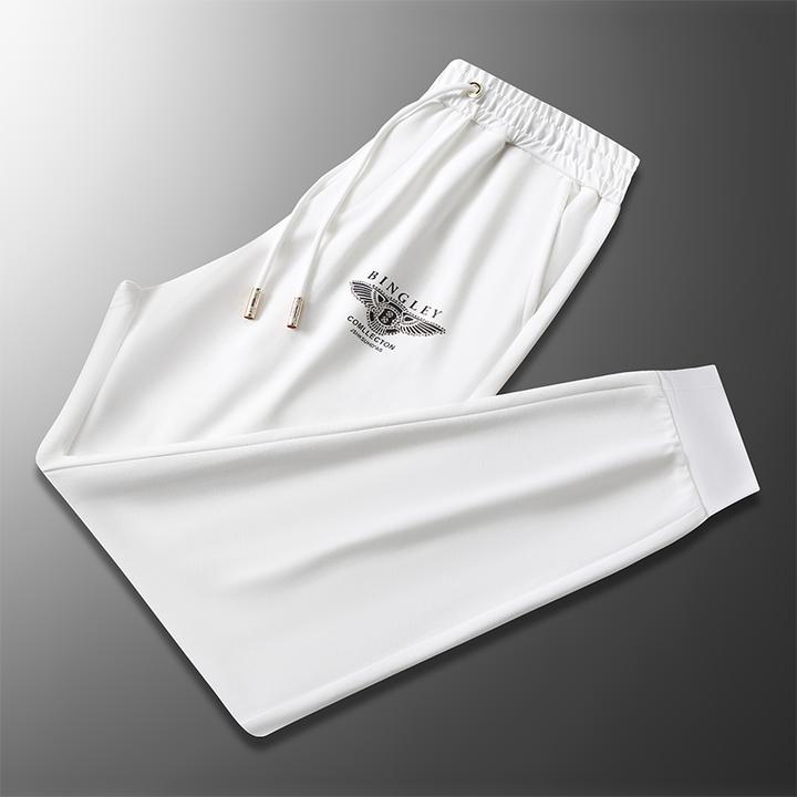 茵特拿蒂高端潮牌烫钻白色休闲裤男装运动裤春夏秋束脚修身长裤