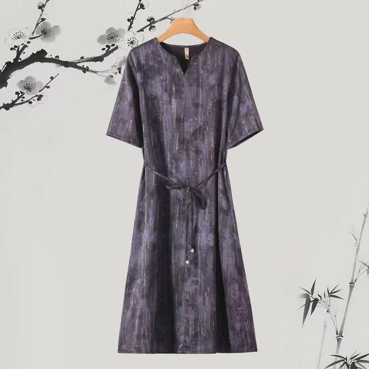 A33169【波光】 时尚轻奢亲肤透气中长款连衣裙