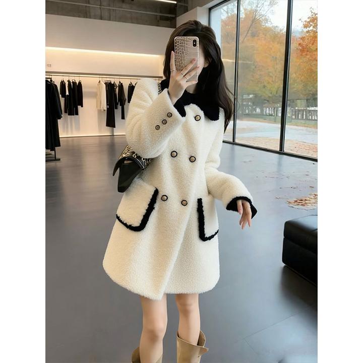 白色外套女冬季时髦洋气巨好看气质高端加厚保暖中长款大衣