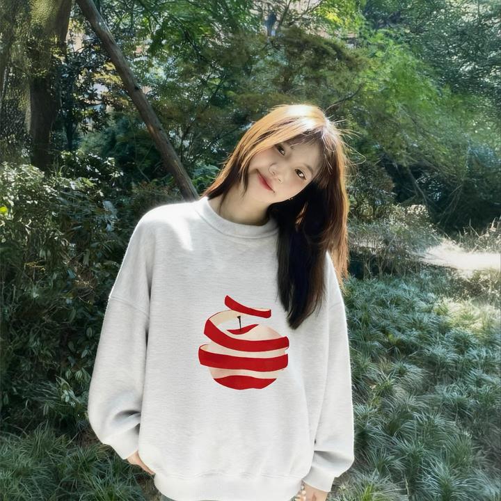 白灰色圆领卫衣女无帽加绒加厚2025新款爆款秋冬长袖早秋宽松上衣