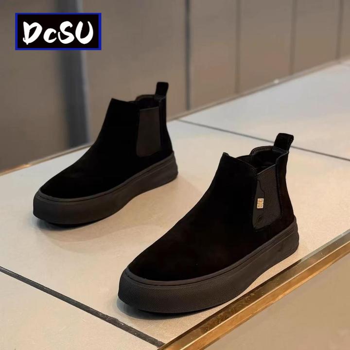 【香港DcSU&Shoes官方正品】切尔西短靴男2024秋冬新款潮牌磨砂皮马