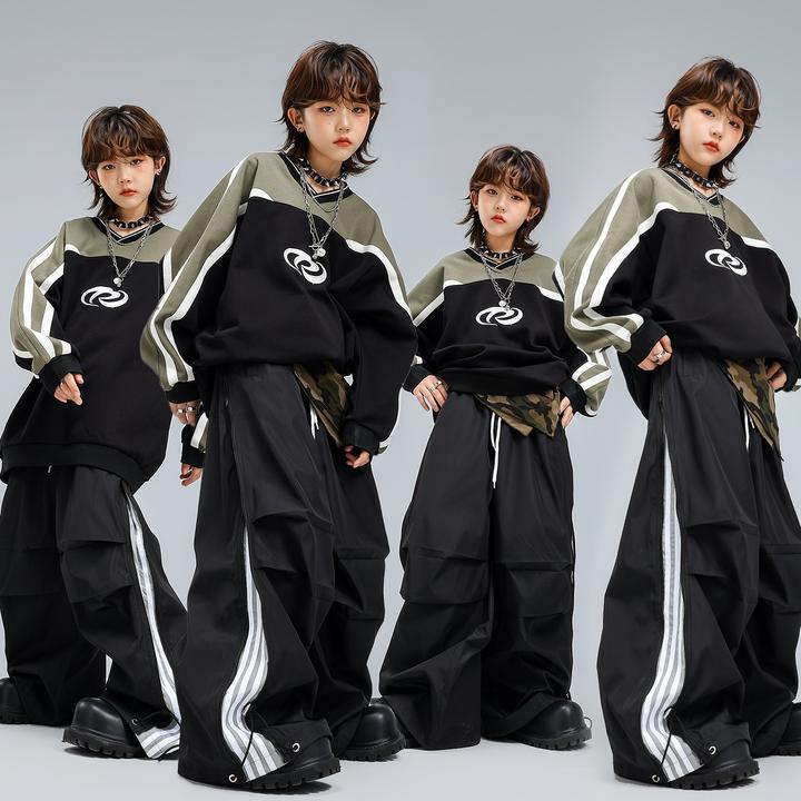 儿童街舞演出服hiphop男童炸街舞蹈表演服女童架子鼓套装少儿嘻哈