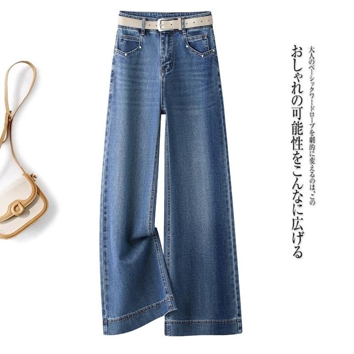 春季流行爆款牛仔阔腿裤女2025新款高腰显瘦垂顺窄版休闲直筒裤子