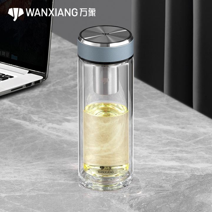 万象双层高档玻璃杯车载家用便携隔热水杯中国风小清新泡茶水杯