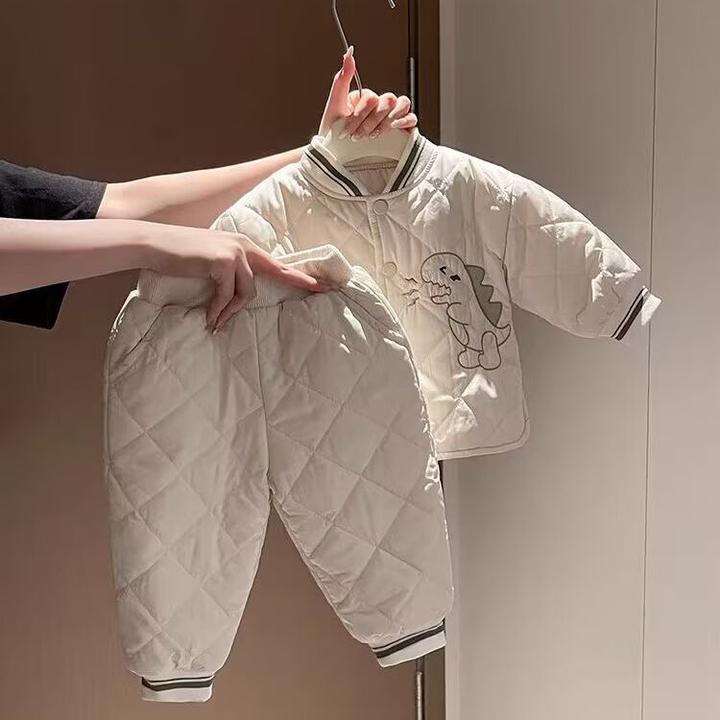婴儿衣服秋冬装男宝宝加厚保暖棉衣套装儿童冬季外出服两件套