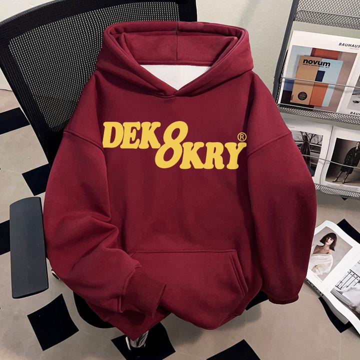 Dekkry潮流个性创意字母印花秋冬套头连帽卫衣男女款加绒加厚外套