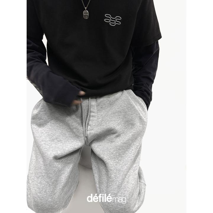 Defilemag 2025AW秋冬加绒掐褶抽绳潮牌宽松休闲百搭直筒阔腿长裤