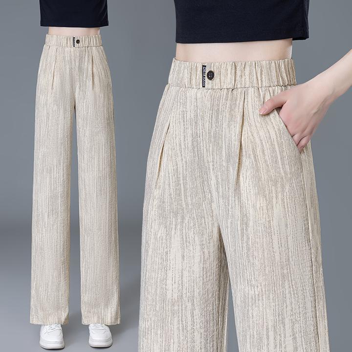 九分冰丝阔裤女士夏季2025年新款高腰高档直筒裤慵懒休闲拖地裤子