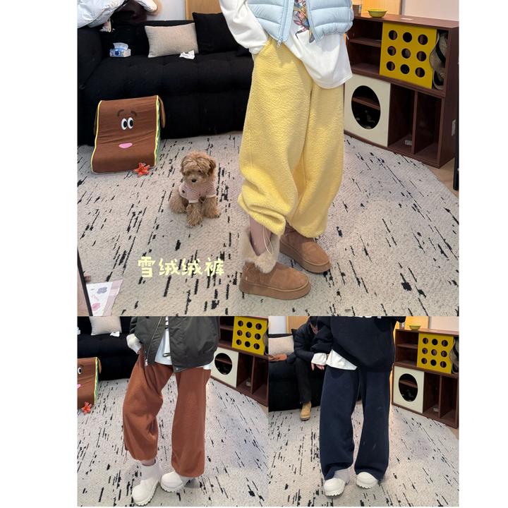 晶咕软软【雪绒绒裤】韩系简约双面绒感加厚休闲裤