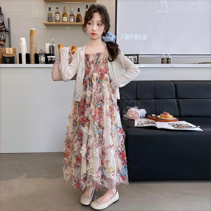 新款潮公主裙夏季可爱女童中大童韩版荷叶边连衣长裙洋气时尚气质