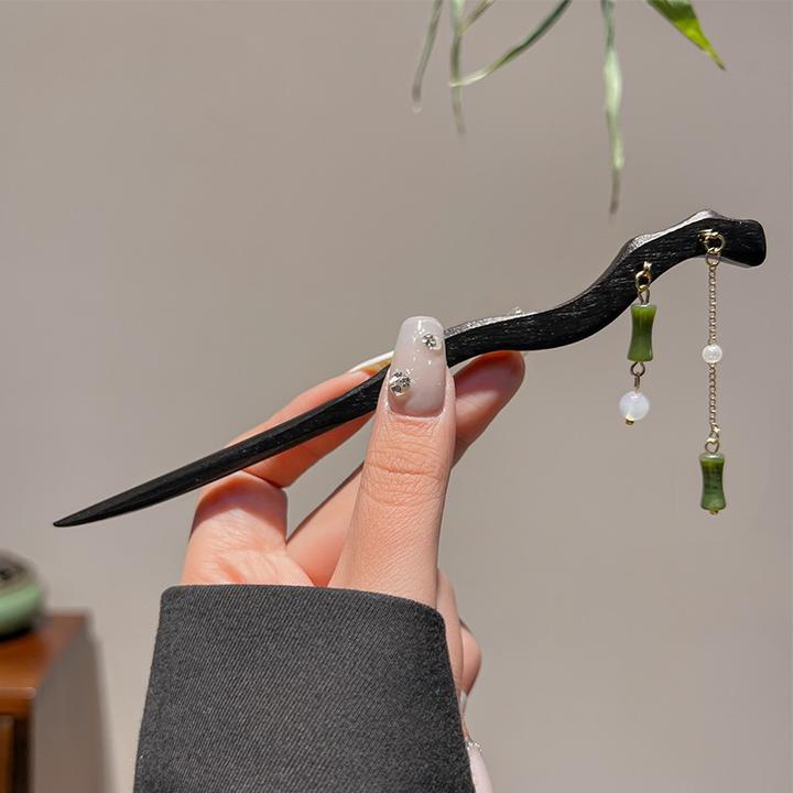 中式气质竹节流苏发簪女丸子头盘发簪子古风旗袍汉服钗子步摇发饰