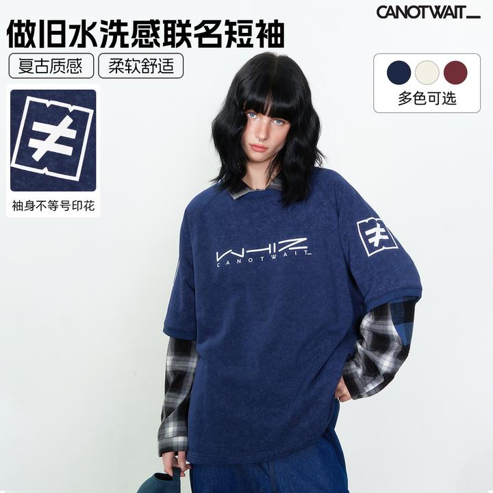 陈伟霆卫衣WHIZLIMITED联名做旧短袖卫衣秋季复古舒适柔软休闲