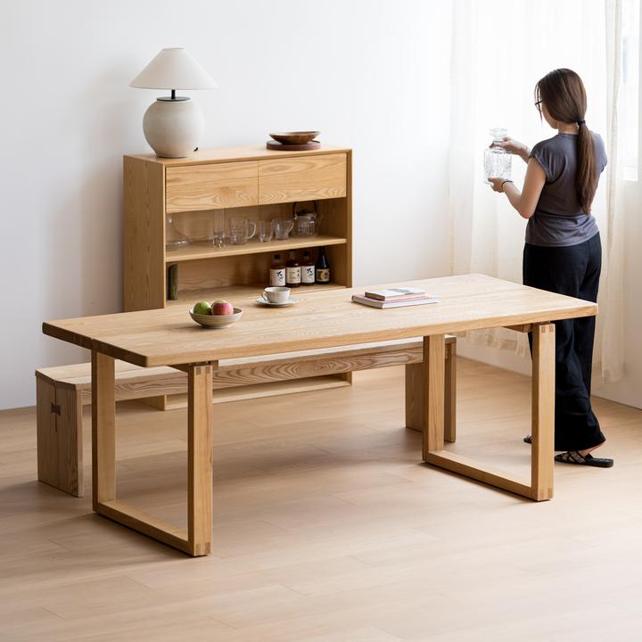 原木风莫比恩餐桌北美白蜡木家用长方形饭桌现代简约轻奢高级餐桌