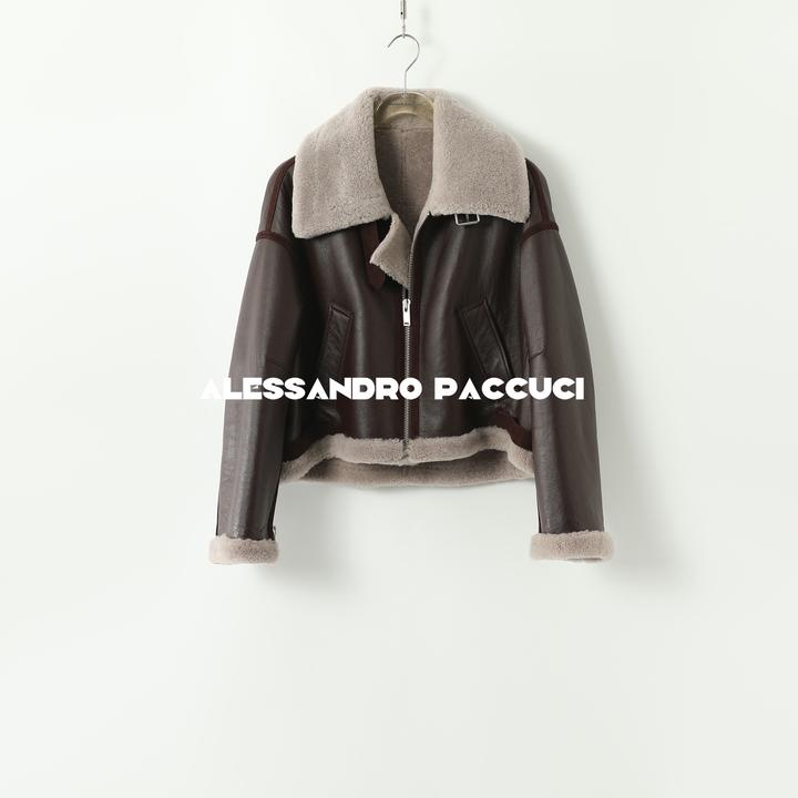 AP洛哥44006CC【黑标系列】进口美利奴羊皮毛一体短A版夹克2024秋冬