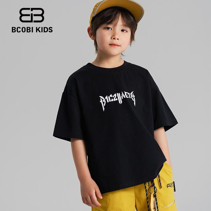 BCOBI/不可比喻男童t恤短袖2025年款衣服儿童潮酷字母T恤潮牌童装